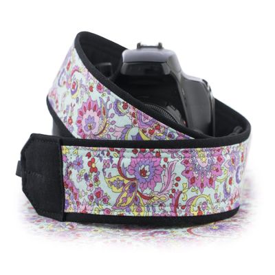 Paisley Camera Strap, Aqua Pink