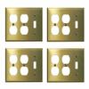 4 Switchplate Brushed Solid Brass Toggle Double Outlet | Renovator's Supply view 1