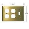 4 Switchplate Brushed Solid Brass Toggle Double Outlet | Renovator's Supply view 2