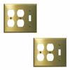 2 Switchplate Brushed Solid Brass Toggle Double Outlet | Renovator's Supply view 1