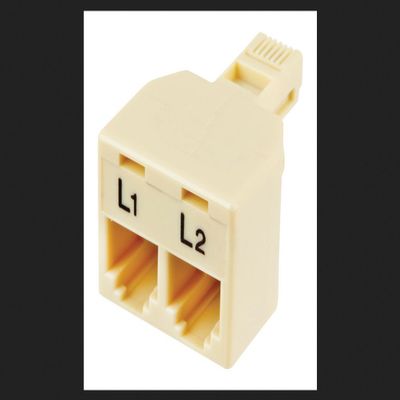 Monster Cable Two Line Duplex Phone Adapter 4 Conductor Ivory Carded