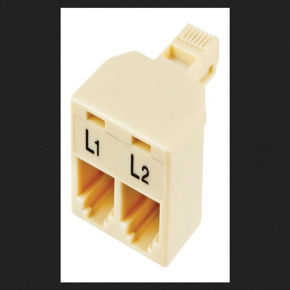 Monster Cable Two Line Duplex Phone Adapter 4 Conductor Ivory Carded