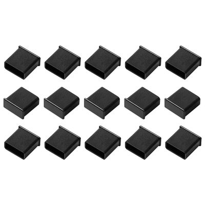 uxcell 15pcs Durable Black Plastic USB Port Covers, Anti Dust USB Port Cover Caps Plugs Protector for USB 2.0 Type A Male Port on Computer Laptop Notebook