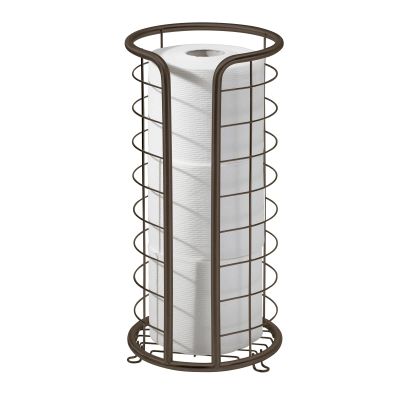 mDesign Metal Toilet Paper Holder Stand - Storage Reserve for 3 Rolls of Toilet Tissue - Freestanding Toilet Paper Holder - Stylish Bathroom Floor Toilet Paper Stand - Omni Collection - Bronze