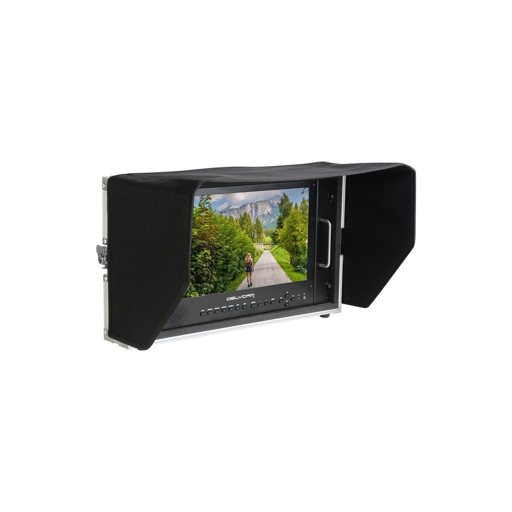 Delvcam DELV-4KSDI15 4K UHD HDMI Multi-Format Quad View LED 6RU Rack Mountable Broadcast Monitor in Case - 15 inch