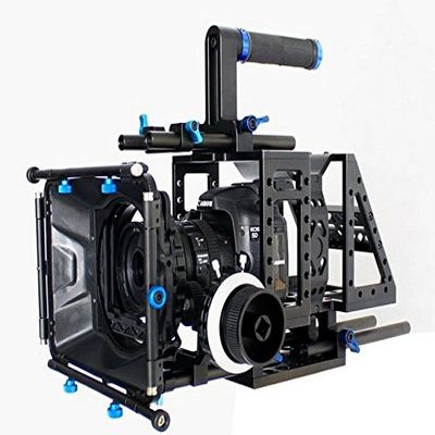 GOWE DSLR upper handle Rig camera kits Movie cage video shoulder mount rod stabilizer with matte box AB Hard Stop Damped follow focus