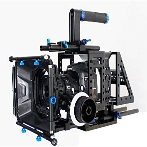 GOWE DSLR upper handle Rig camera kits Movie cage video shoulder mount rod stabilizer with matte box AB Hard Stop Damped follow focus