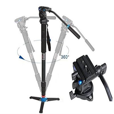 GOWE Professional Monopod Tripod For Video/Bird Watching/Monopod & Fluid Head for DSLR Camera Camcorder DV