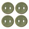4 Solid Brass Switchplate Double Toggle Oval Braided | Renovator's Supply view 1