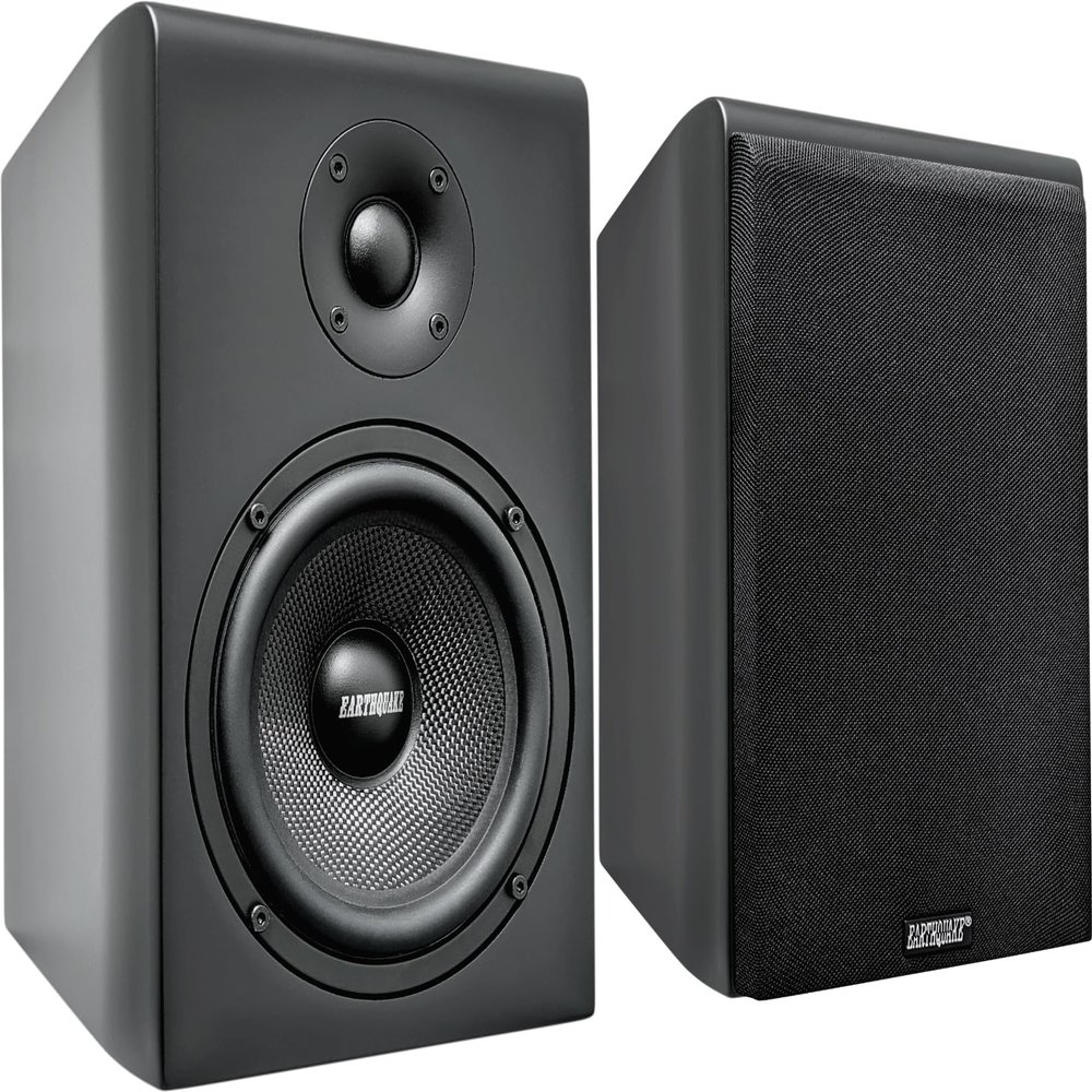 EARTHQUAKE Sound RBS-52 Bookshelf Speaker with PistonMax Technology, 5.25" High Output Woofer and Dynamic 1" Silk Dome Neodymium Tweeter, Matte Black, Pair