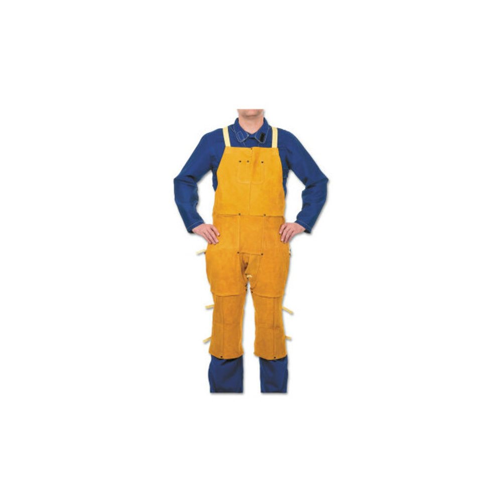 BEST WELDS 902-Q-10 - Leather Split Leg Bib Aprons, 48" x 24" Split Cowhide, Golden Brown