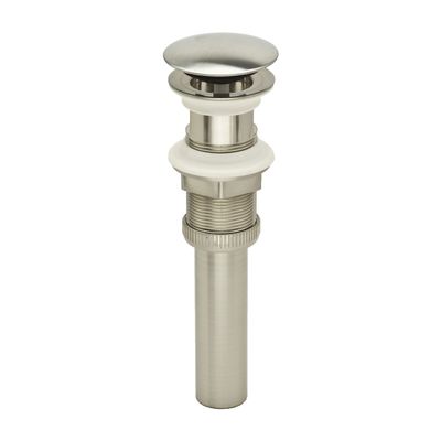 PF WaterWorks DecoDRAIN Push Pop-Up Sink Drain Plated ABS Body No Overflow - Umbrella Cap (Dia 2.5"); Brushed Nickel; PF0717-BN