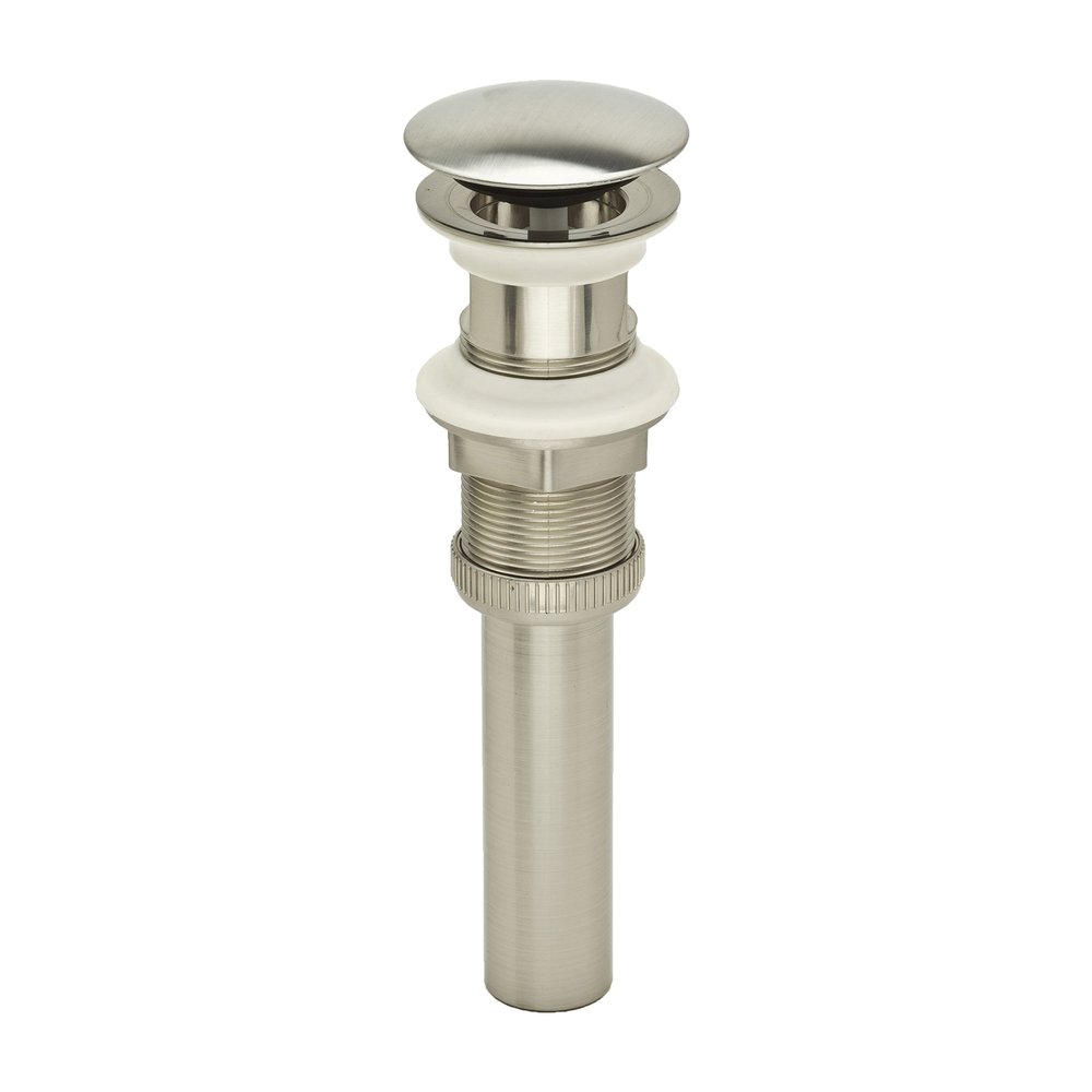 PF WaterWorks DecoDRAIN Push Pop-Up Sink Drain Plated ABS Body No Overflow - Umbrella Cap (Dia 2.5"); Brushed Nickel; PF0717-BN
