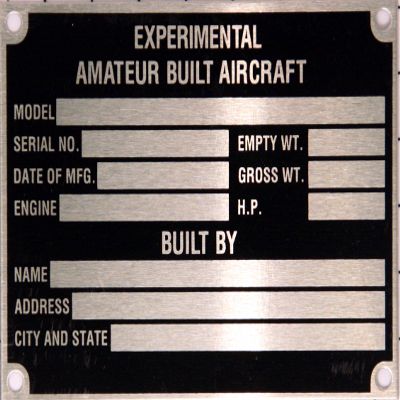 Aircraft Stainless Nameplate