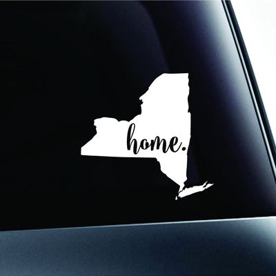 #3 Home New York State Albany Symbol Sticker Decal Car Truck Window Computer Laptop (White)