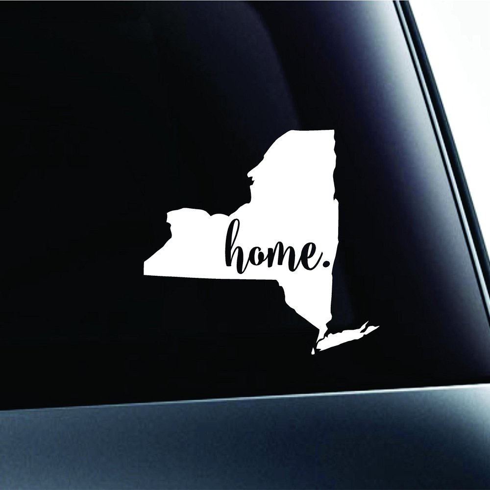 #3 Home New York State Albany Symbol Sticker Decal Car Truck Window Computer Laptop (White)