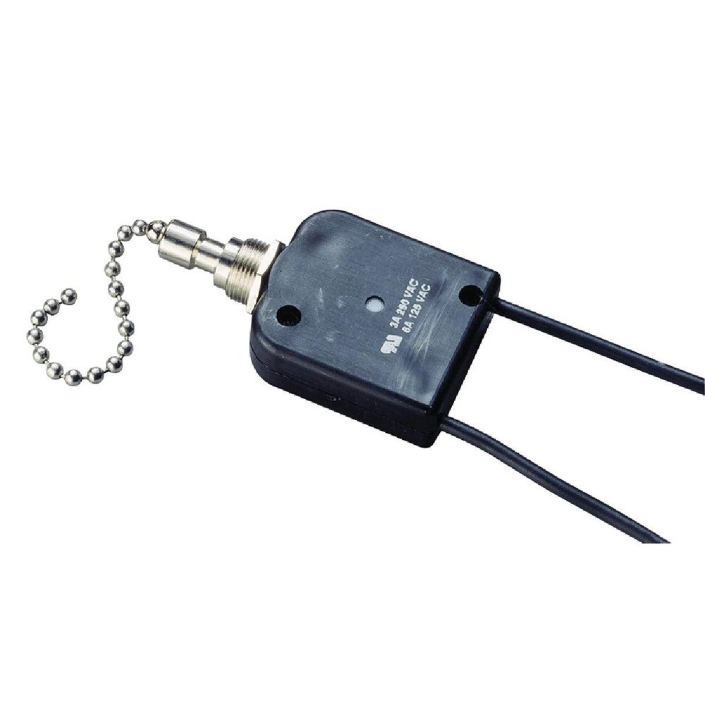 Gardner Bender GSW-35 Electrical All Angle Pull Chain Switch, SPST, ON-Off, 6 A/125V AC, 6 inch Wire Terminal,Nickel/Black