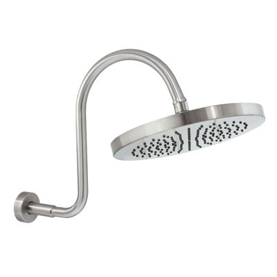 MODONA 10 Rain Shower Head and S Long Shower Arm with Flange  Satin Nickel - 5 Year Warrantee