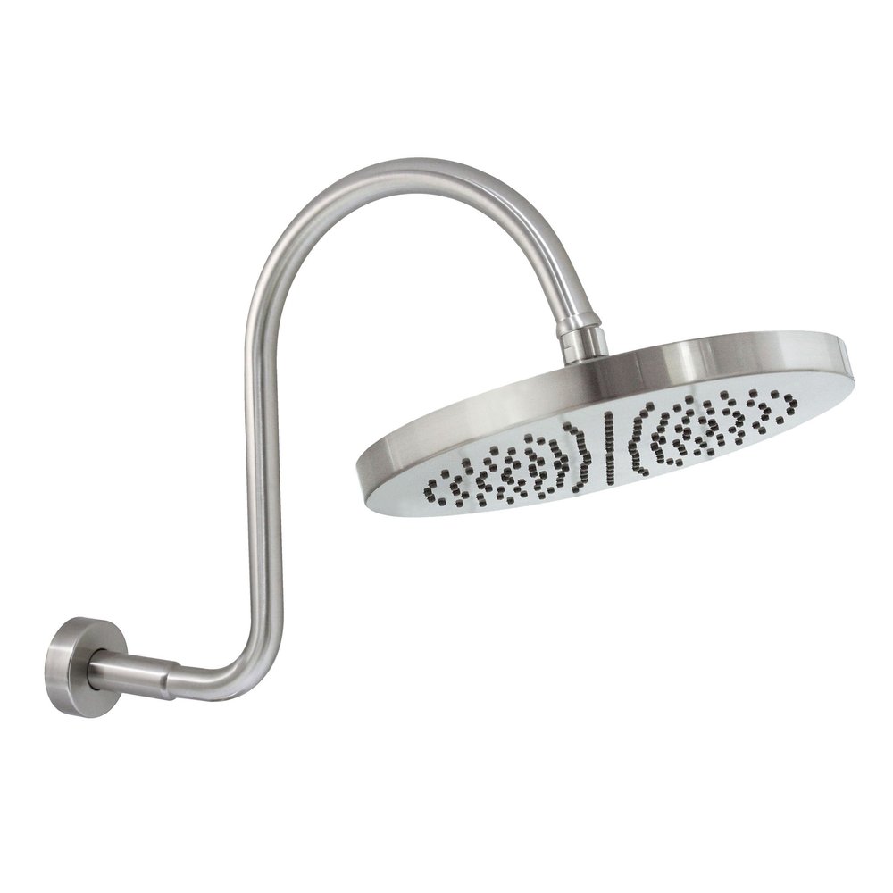 MODONA 10 Rain Shower Head and S Long Shower Arm with Flange Satin Nickel - 5 Year Warrantee