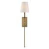 Savoy House 9-7144-1-322 Monroe Bohemian Vintage Soft White Fabric Wall Sconce, 1-Light 60 Watt, 34" H x 7" W, Warm Brass view 3