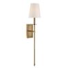 Savoy House 9-7144-1-322 Monroe Bohemian Vintage Soft White Fabric Wall Sconce, 1-Light 60 Watt, 34" H x 7" W, Warm Brass view 4
