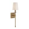 Savoy House 9-302-1-322 Monroe Bohemian Vintage Soft White Fabric Wall Sconce, 1-Light 60 Watt, 20" H x 5" W, Warm Brass view 1