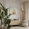 Savoy House 9-302-1-322 Monroe Bohemian Vintage Soft White Fabric Wall Sconce, 1-Light 60 Watt, 20" H x 5" W, Warm Brass view 2