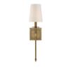 Savoy House 9-302-1-322 Monroe Bohemian Vintage Soft White Fabric Wall Sconce, 1-Light 60 Watt, 20" H x 5" W, Warm Brass view 4
