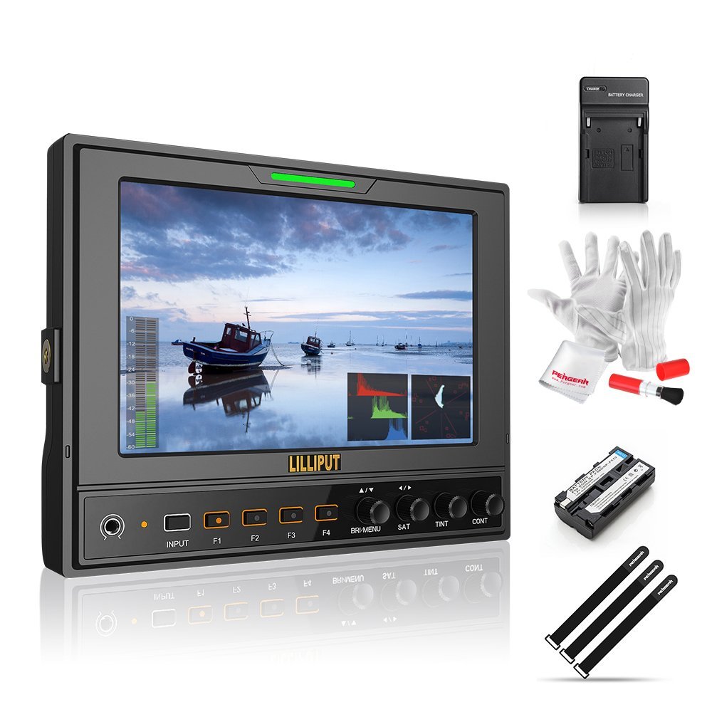 Lilliput 662/S 7 Inch IPS 1280800 3G-SDI Camera Field Monitor Features HDMI & SDI Cross conversion/Color RGB Brightness Histogram/Waveform/Vector scope/Audio Level Meter - Including 2200mAh Battery