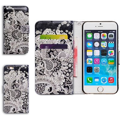 Bcov Case for iPod Touch 7/iPod Touch 6,Bcov White Flowers Wallet Flip Leather Cover Case with Credit Card ID Card Slot Holder Kickstand for iPod Touch 7/6/5