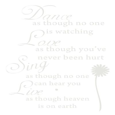 Dance Love Sing Live Wall Quotes Decal Removable Stickers Decor Vinyl Art Matte White15'' X 23''