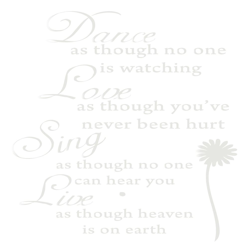 Dance Love Sing Live Wall Quotes Decal Removable Stickers Decor Vinyl Art Matte White15'' X 23''