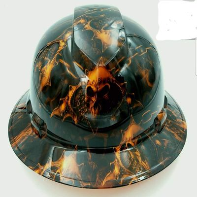 Wet Works Imaging Customized Pyramex Full Brim Orange Hell Raiser Hard Hat with Ratcheting Suspension