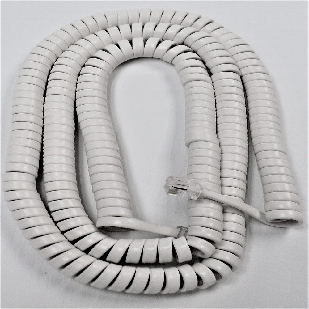 DIY-BizPhones 5-Pack White 25' Ft Long Handset Cord Compatible with AT-T Landline Phone Trimline Princess CL2909 CL4940 Receiver Curly Coil Lot