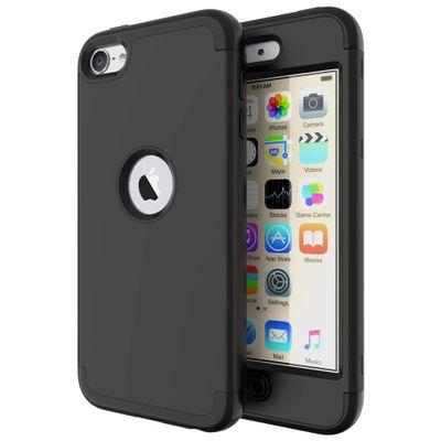 ULAK Compatible with iPod Touch 7/6/5 Case, Heavy Duty High Impact Shockproof Protective Cover for Apple iTouch 5th/6th/7th Generation (Latest Model), Black