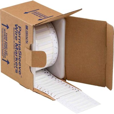 Brady Double Sided PermaSleeve Polyolefin Fluid Resistant Wire Marking Sleeves, 0.187" Dia x 1", Roll of 1000, White