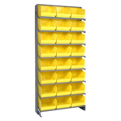 Quantum Storage Systems QPRS-209YL Solid Single Sided 8 Shelves 24 STORE-MORE Yellow Bins 64" H x 36" W x 12" D