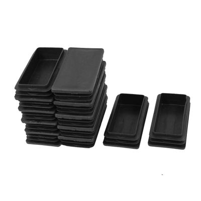 uxcell 50mmx100mm Plastic Ribbed Rectangle End Caps Tube Inserts Black 12Pcs