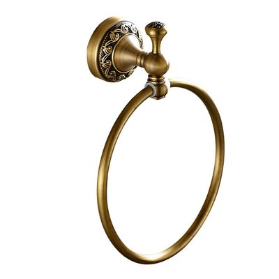Leyden Brass Towel Ring, Antique Retro Round Towel Holder, Wall Mounted Bath Hand Towel Rack Rail Bathroom Hardware Classical Ancient Wave Pattern Base