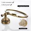 Leyden Brass Towel Ring, Antique Retro Round Towel Holder, Wall Mounted Bath Hand Towel Rack Rail Bathroom Hardware Classical Ancient Wave Pattern Base view 4