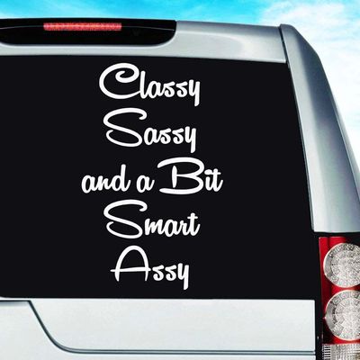 Classy Sassy and a Bit Smart Assy Vinyl Decal Sticker Bumper Cling for Car Truck Window Laptop Wall Cooler Tumbler | Die-Cut/No Background | Multi Sizes/Colors | by Car Decal Geek-Pink, 14"