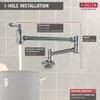 Delta Polished Nickel Traditional Pot Filler Kitchen Faucet, Wall Mount Kitchen Faucet, Polished Nickel 1177LF-PN view 2