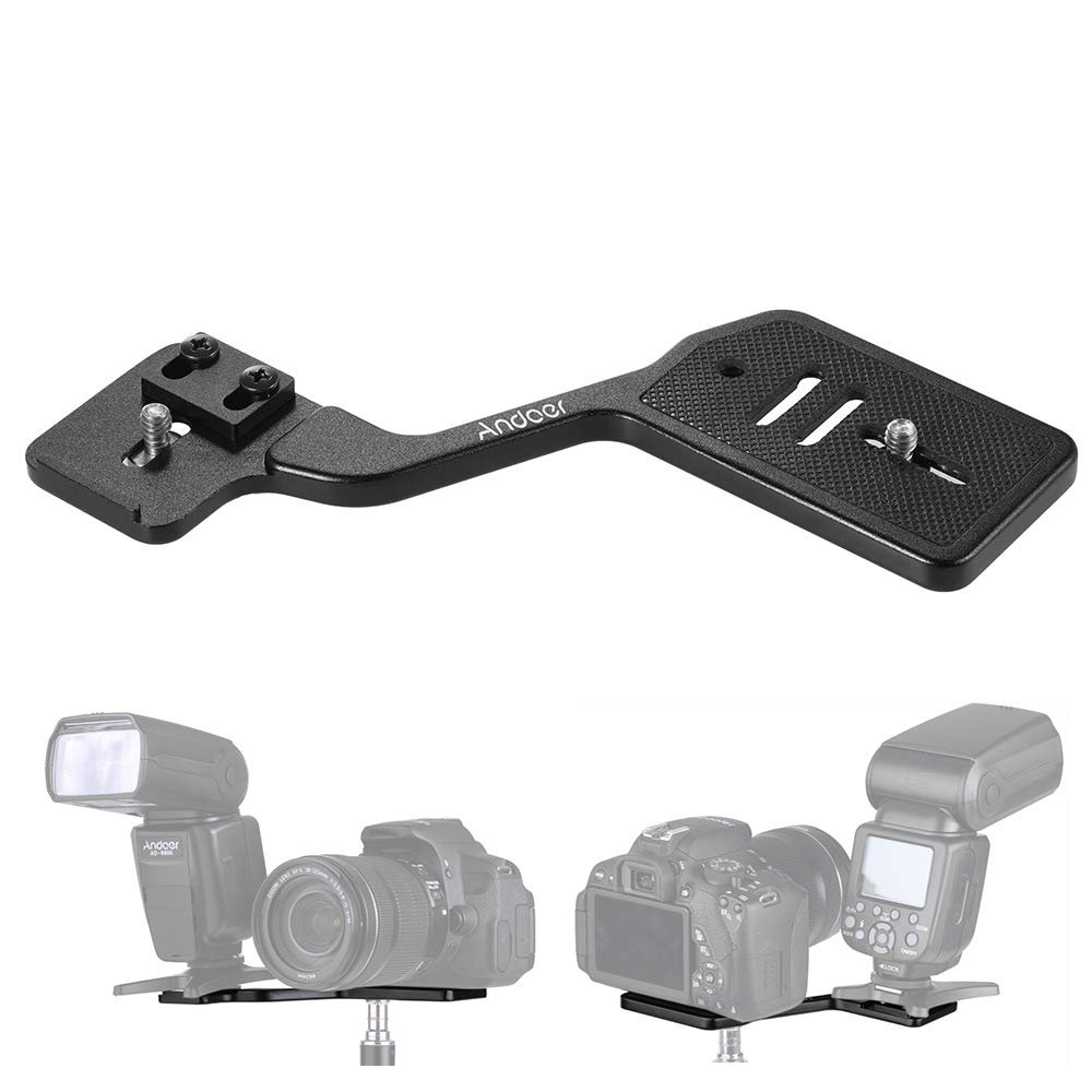 Andoer Dual Flash Bracket Tripod Mount for 1/4 inch Screw Camera, Camera Accessories, Studio Video Light Stand External Flash Speedlite