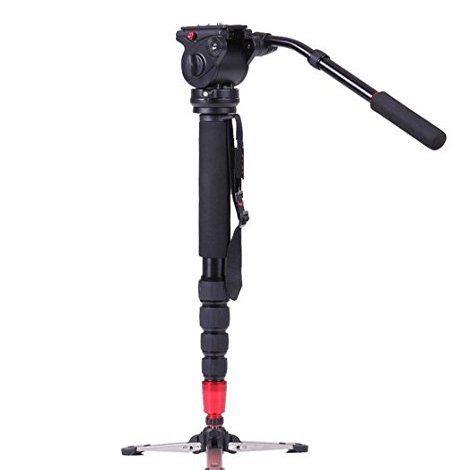 GOWE Professional Aluminum Alloy Camera Monopod with Fluid Head for ILDC DSLR Camcorder DV Pocket Camera Max Load Capacity 4kg