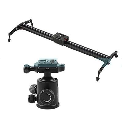 GOWE 40" 100cm Track Dolly Slider Rail Stabilizer + 360 degree Ball Head for Camera