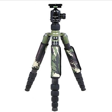 GOWE Camouflage Foldable Extendable 29MM Carbon Fiber Tripod Unipod Monopod with Ball Head for Canon Nikon Sony DSLR