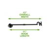 Renovators Supply Black Wrought Iron Cabin Hook Eye 11 Inches Long Large Decorative Privacy Hook Door Latches for Kitchen Cabinet, Windows, Sliding Or Barn Doors with Mounting Screws Pack of 4 view 2