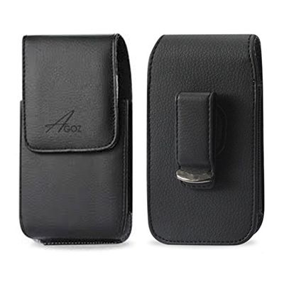 AGOZ Golf GPS Belt Clip Case Compatible with SkyGolf SkyCaddie SX400 TourBook Golf GPS, Vertical Leather Pouch Holster with Swivel Belt Clip and Magnetic Closure - 5.75" x 2.75" x 0.75" Black