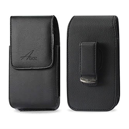 AGOZ Golf GPS Belt Clip Case Compatible with SkyGolf SkyCaddie SX400 TourBook Golf GPS, Vertical Leather Pouch Holster with Swivel Belt Clip and Magnetic Closure - 5.75" x 2.75" x 0.75" Black
