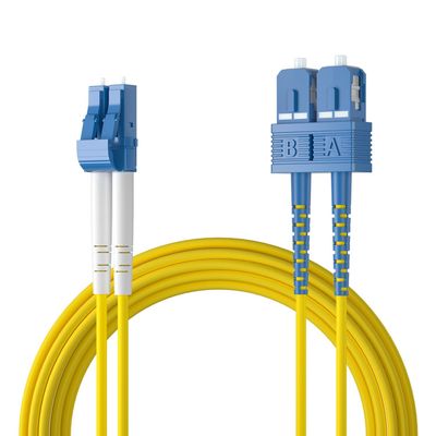 10Gtek Fiber Patch Cable - LC to SC OS2 1G/10G Singlemode Jumper Duplex 9/125 LSZH Fiber Optic Cord, Yellow, 3-Meter(9.8-ft)